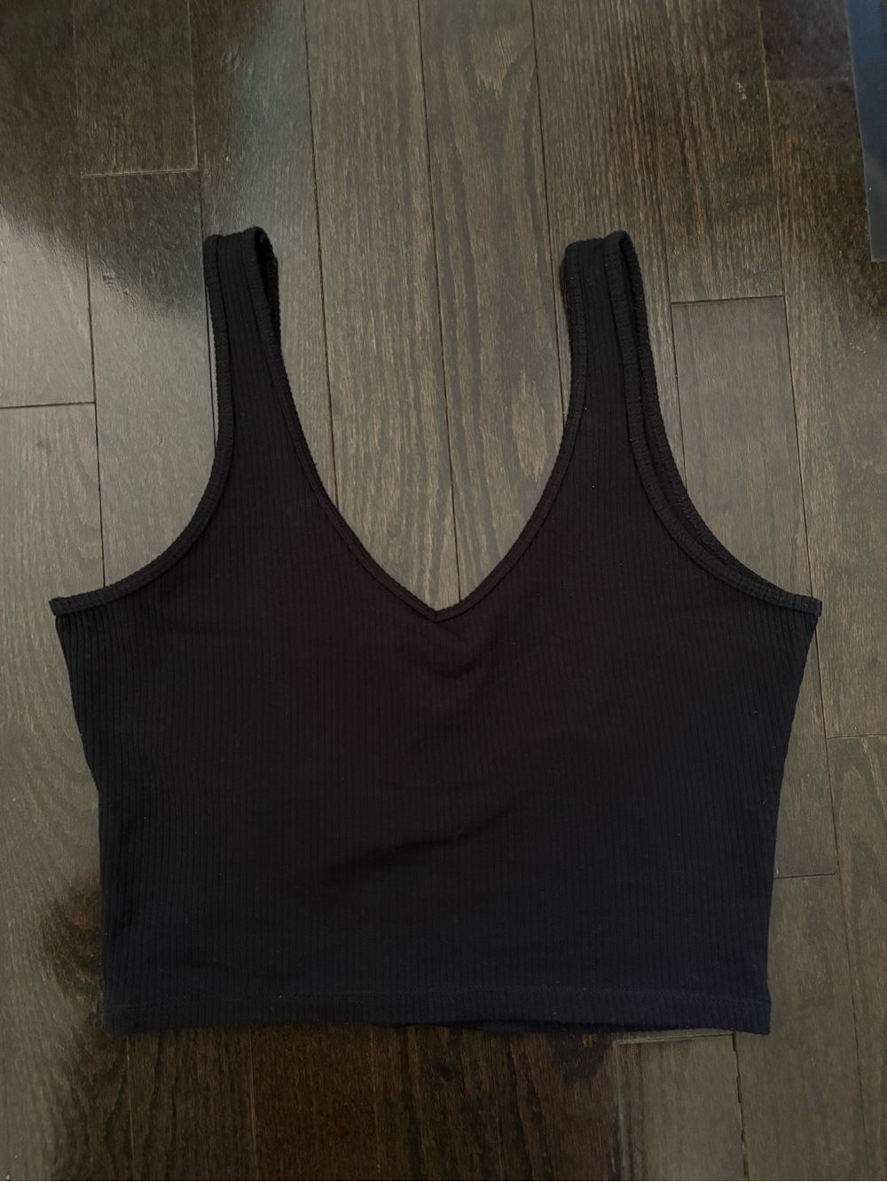 Hollister Black Ribbed V-Neck Crop Tank
